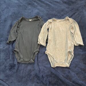 Dark blue and Striped long sleeve onsies-size 18 months
